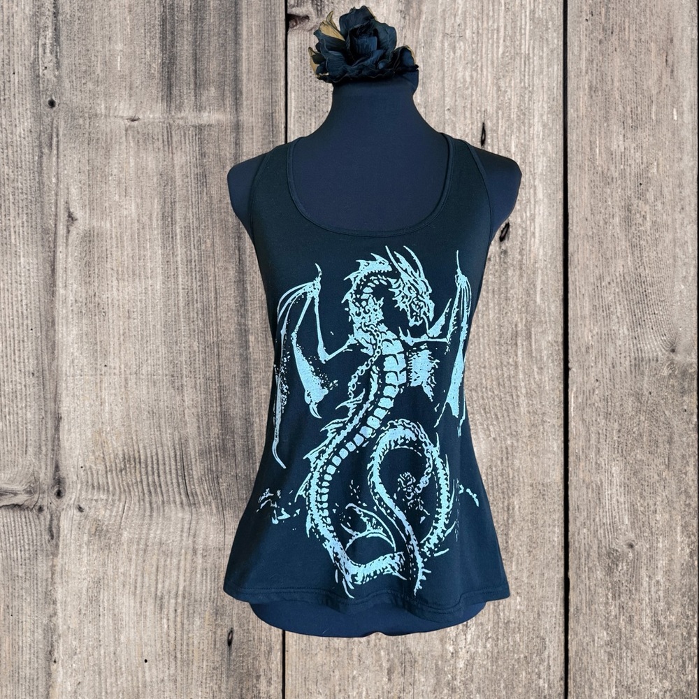 Dragon Print Racer Back Tank Top